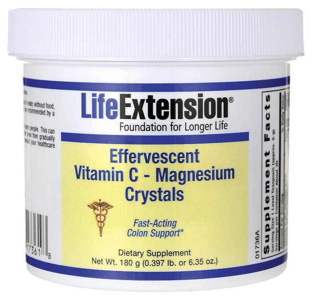 Effervescent Vitamin C-Magnesium Crystals 180 grams (by Life Extension)